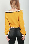 Amelie Off Shoulder Striped Frill Sleeve Knitted Jumper - bejealous-com