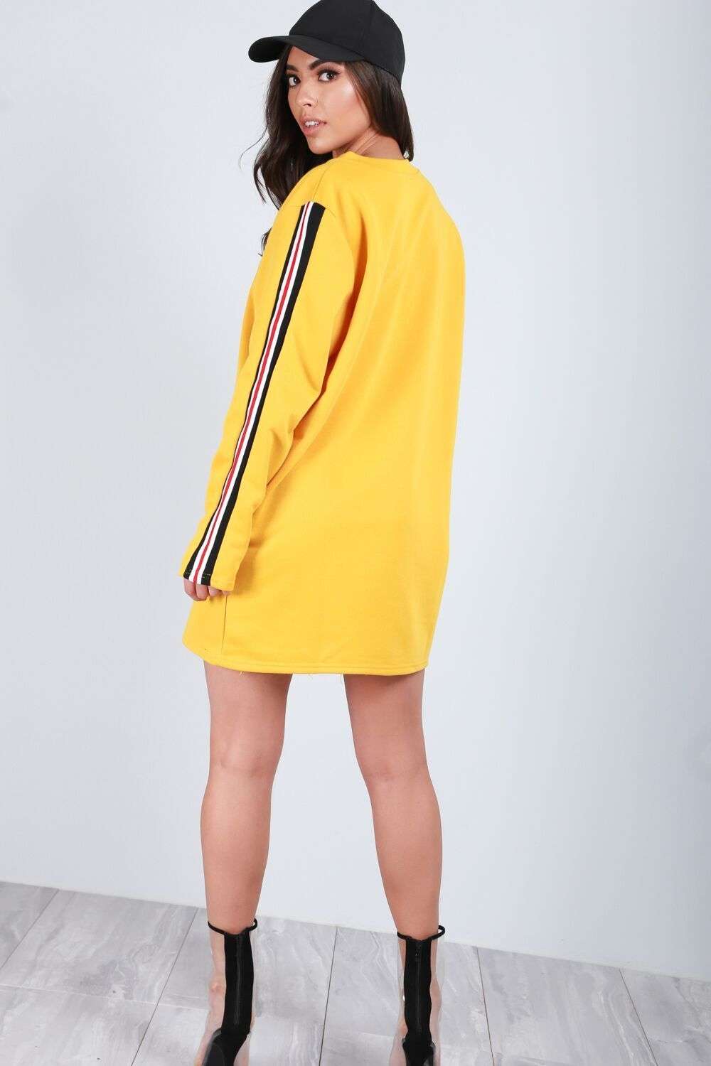 Amelie Stripe Sleeve Oversized Jumper Dress - bejealous-com