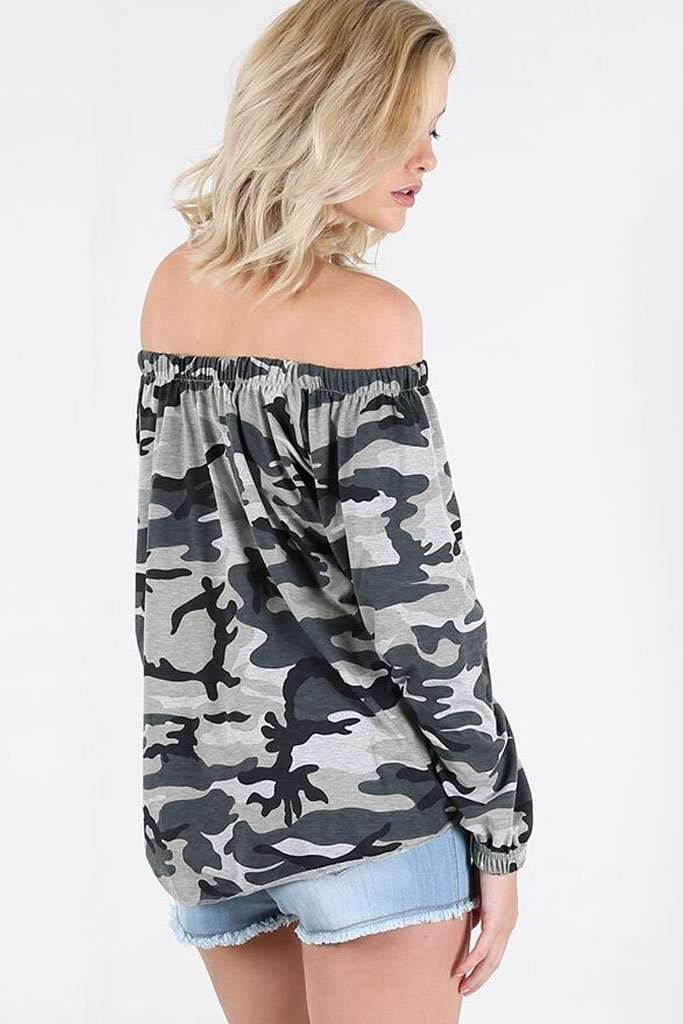 Amy Bardot Army Camo Print Baggy Top - bejealous-com