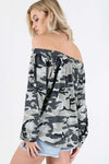 Amy Bardot Army Camo Print Baggy Top - bejealous-com