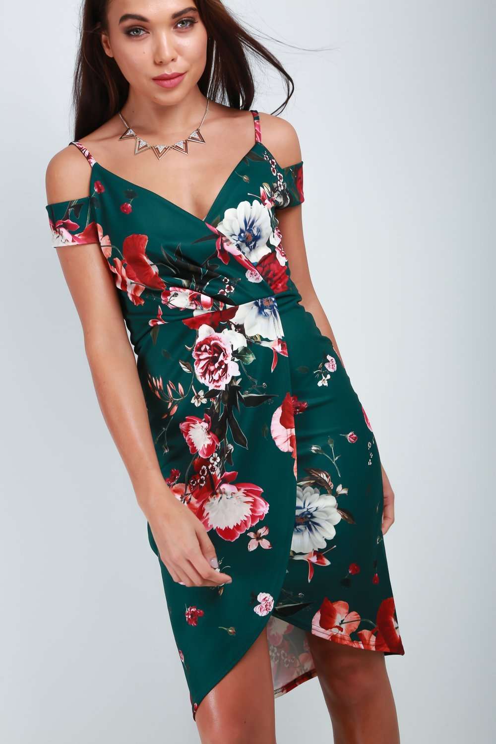 Anna Cold Shoulder Wrap Bodycon Dress - bejealous-com