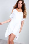 Anny Cold Shoulder Hanky Hem Mini Dress - bejealous-com