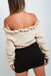 Aria Bardot Frill Sleeve Chunky Knit Jumper - bejealous-com