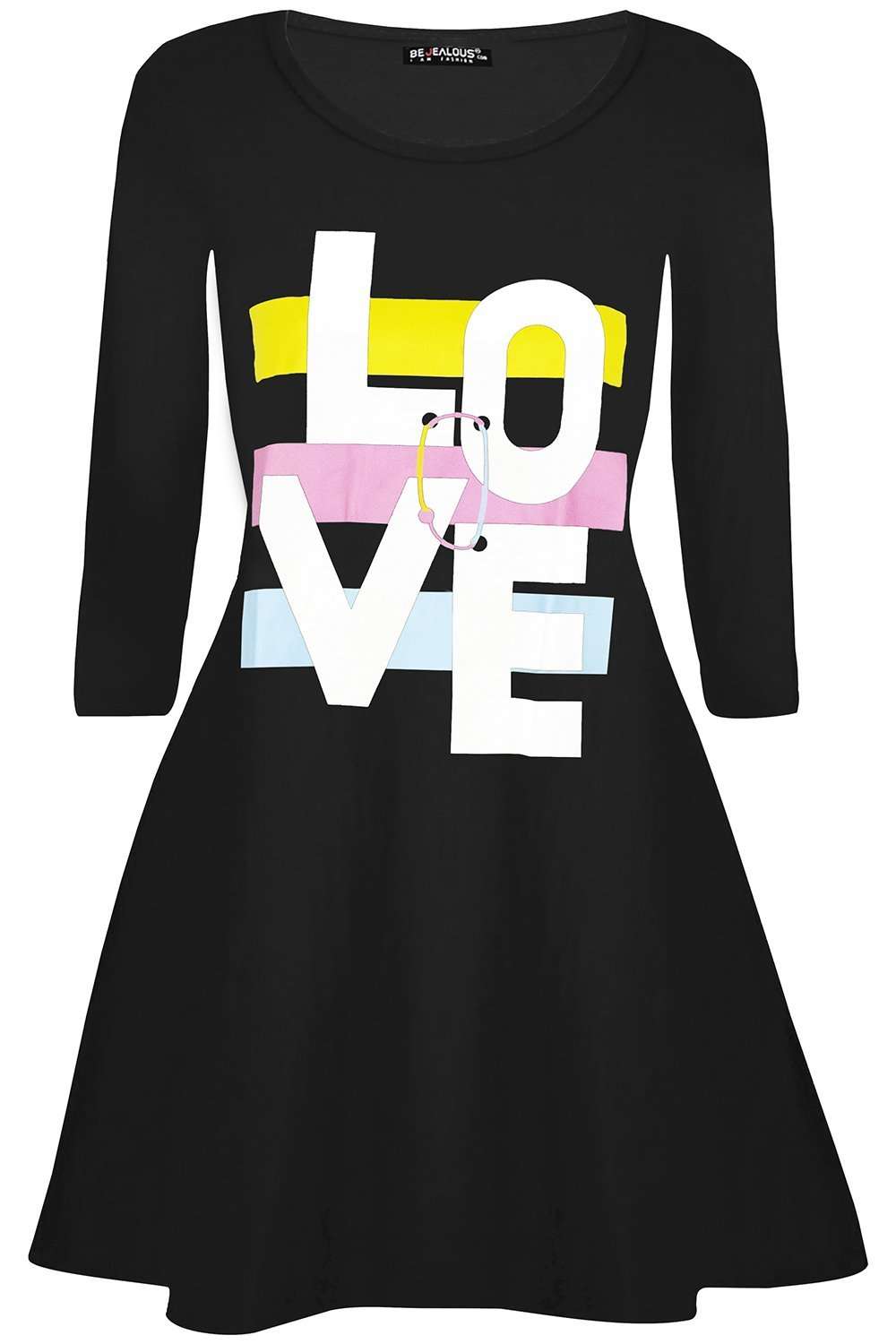 Ariana Love Slogan Print Swing Dress - bejealous-com