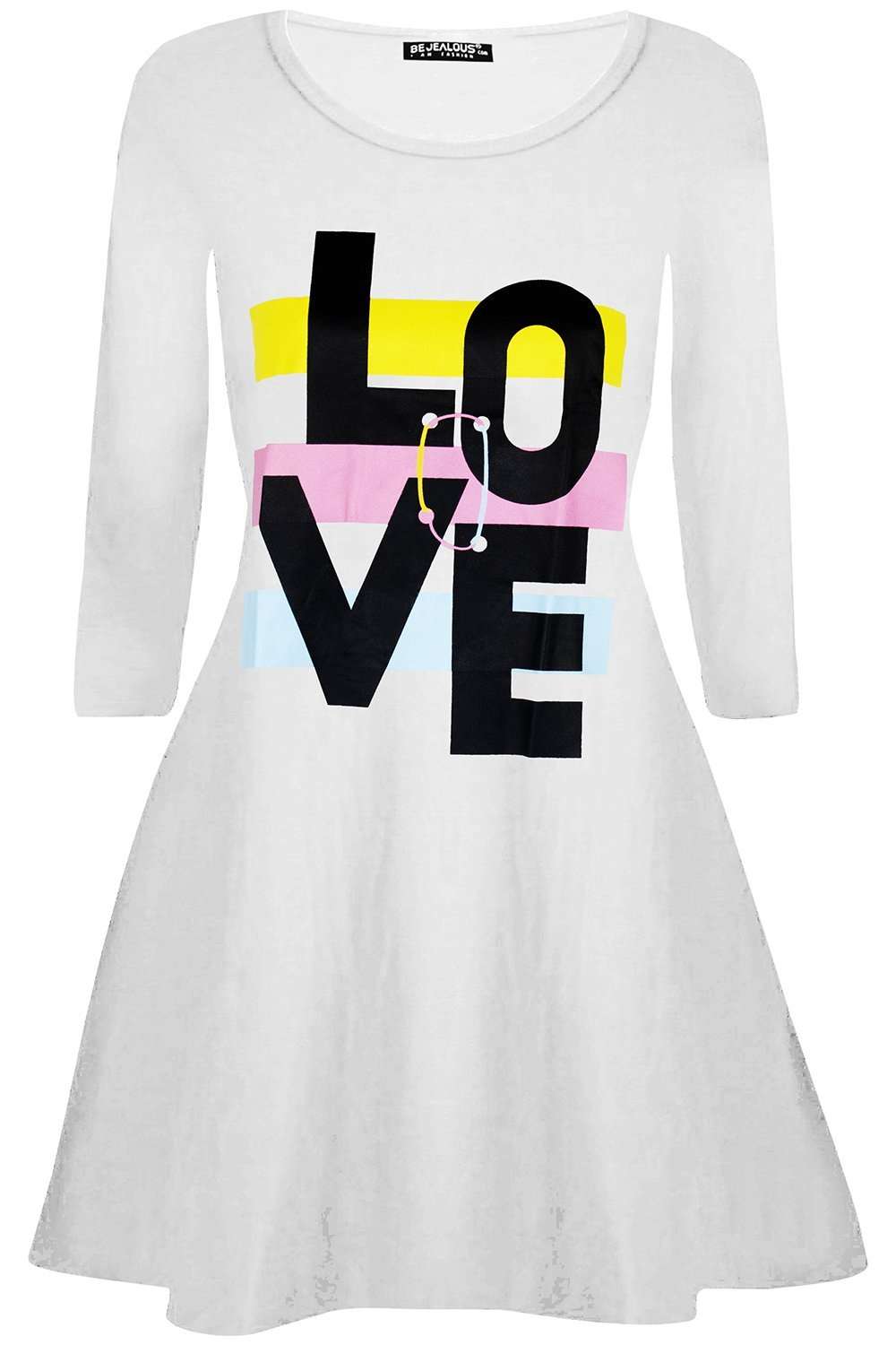 Ariana Love Slogan Print Swing Dress - bejealous-com