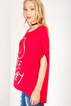 Arlene Be Happy Oversized Slogan Print T-Shirt - bejealous-com