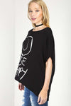 Arlene Be Happy Oversized Slogan Print T-Shirt - bejealous-com
