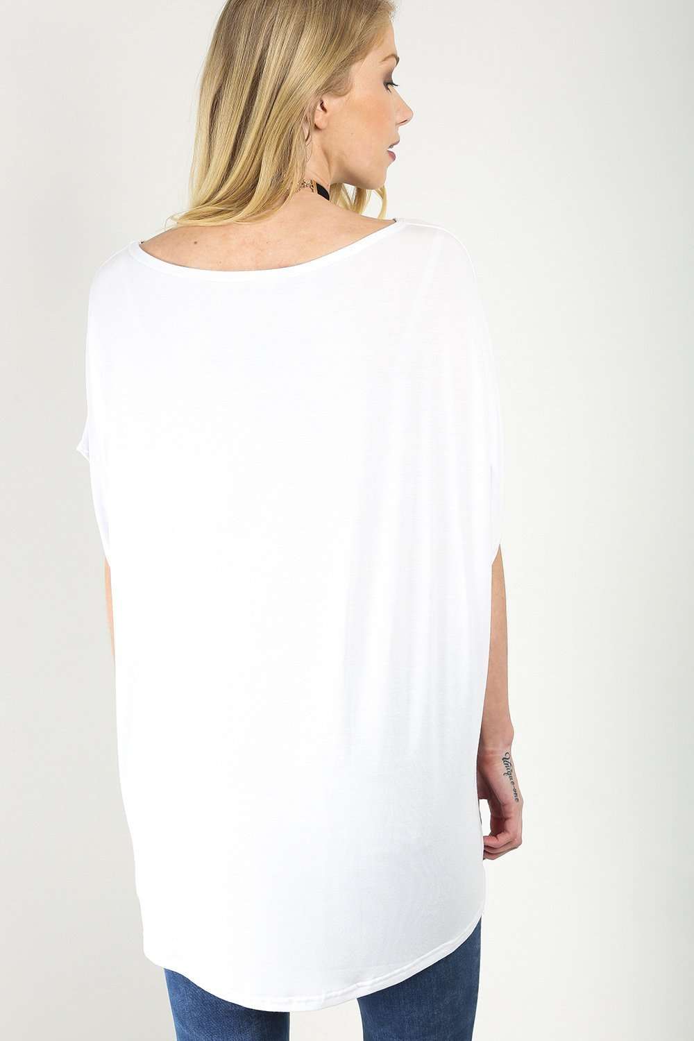 Arlene Be Happy Oversized Slogan Print TShirt - bejealous-com