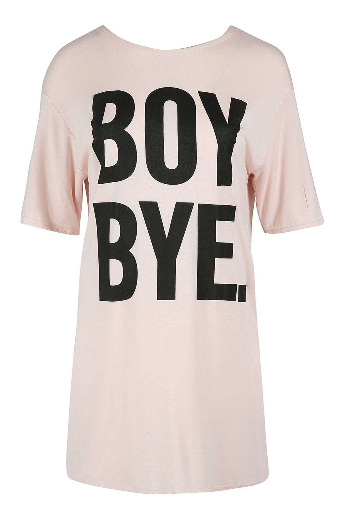 Ashby Boy Bye Slogan Print TShirt Dress - bejealous-com