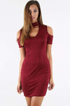 Azura Cold Shoulder Choker Bodycon Dress - bejealous-com