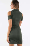 Azura Cold Shoulder Choker Bodycon Dress - bejealous-com
