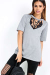 Bailee Choker Neck Plunge Neck Baggy T-Shirt - bejealous-com