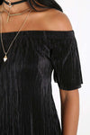 Baily Off Shoulder Metallic Pleated Top - bejealous-com
