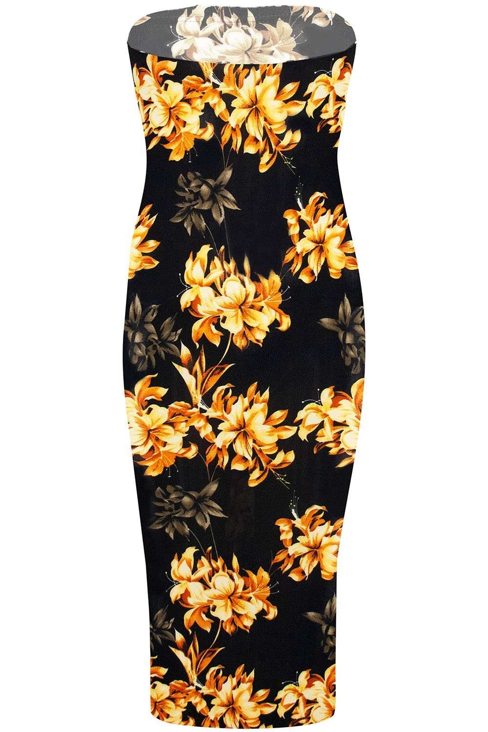 Bandeau Red Floral Print Midi Tube Dress - bejealous-com