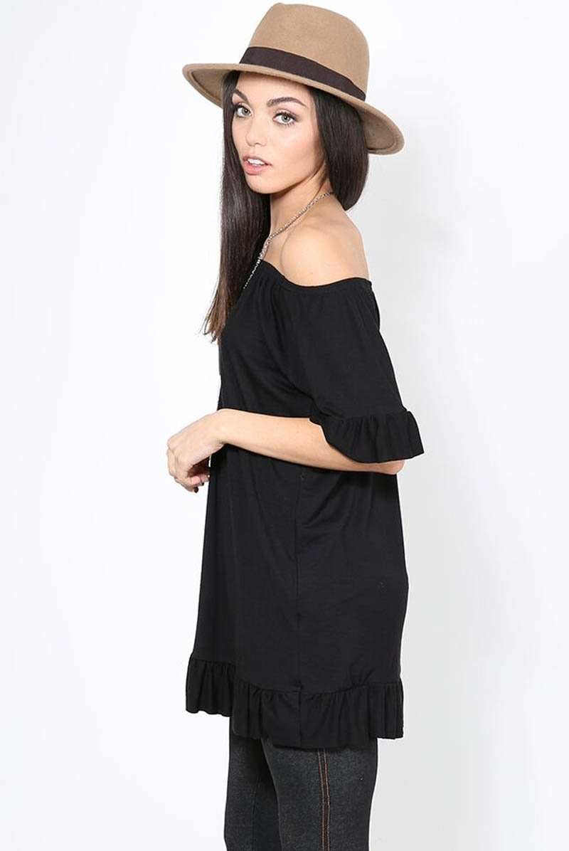 Bardot Frilly Loose Fit Basic Top With Necklace - bejealous-com