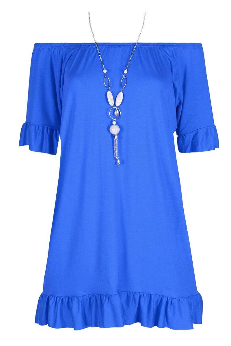 Bardot Frilly Loose Fit Basic Top With Necklace - bejealous-com