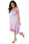 Bardot Plus Size Lilac Dipped Hem Midi Swing Dress - bejealous-com