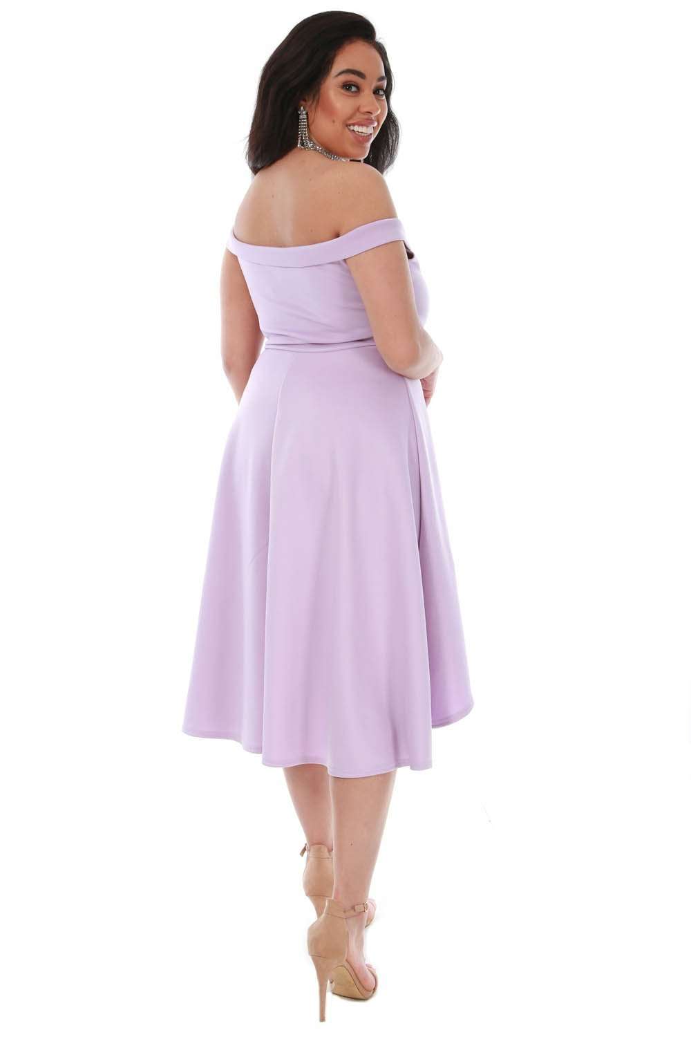 Bardot Plus Size Lilac Dipped Hem Midi Swing Dress - bejealous-com