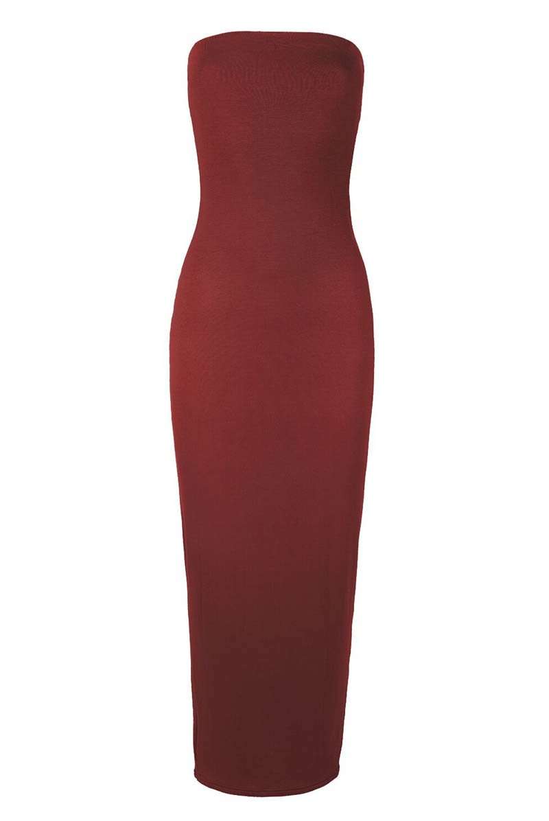 Basic Jersey Bandeau Strapless Bodycon Maxi Dress - bejealous-com
