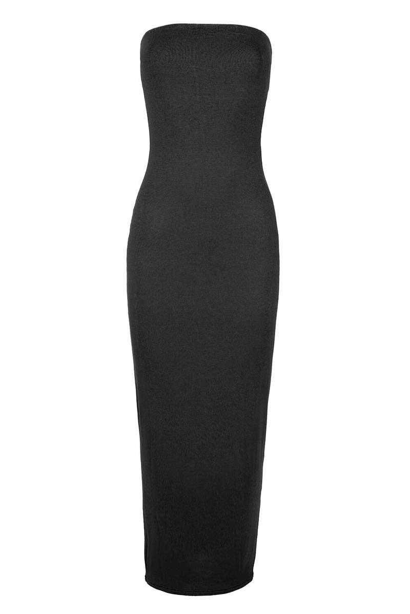 Basic Jersey Bandeau Strapless Bodycon Maxi Dress - bejealous-com