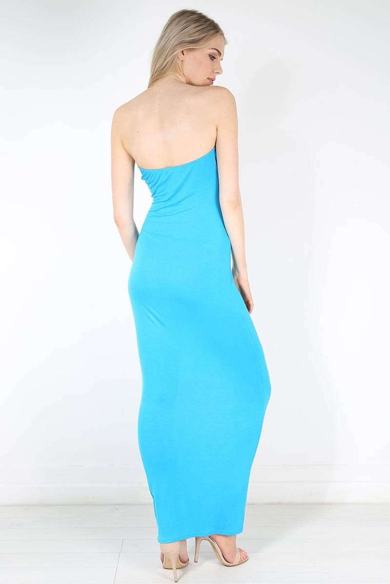 Basic Jersey Bandeau Strapless Bodycon Maxi Dress - bejealous-com