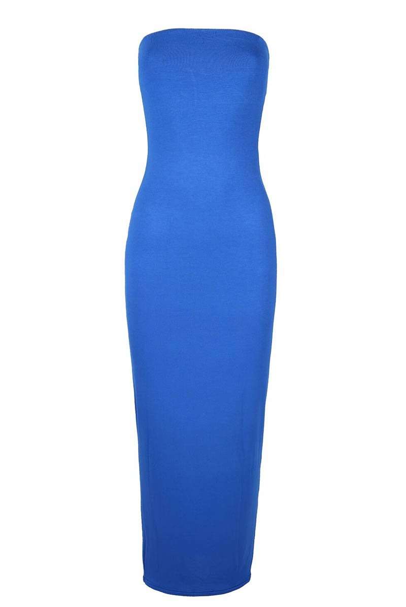 Basic Jersey Bandeau Strapless Bodycon Maxi Dress - bejealous-com