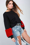 Becci Faux Fur Long Sleeve Oversized Sweatshirt - bejealous-com
