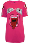 Beckie Abstract Graphic Print Baggy Tshirt - bejealous-com