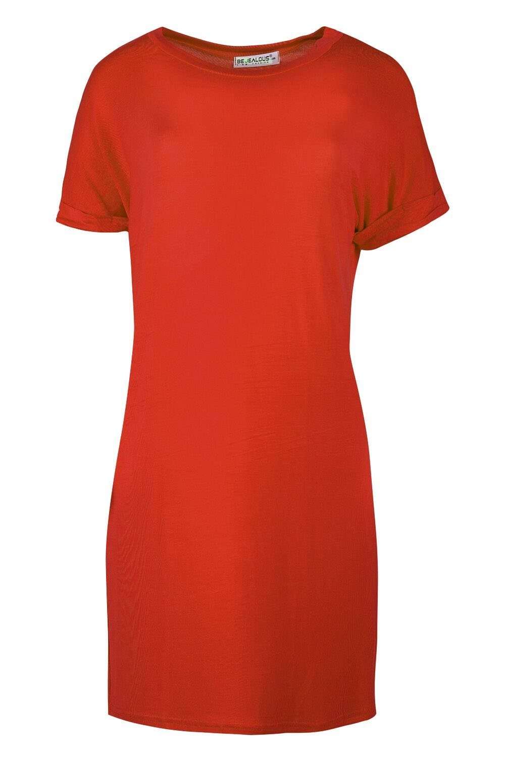 Beige Roll Sleeve Oversized Basic Tshirt Dress - bejealous-com