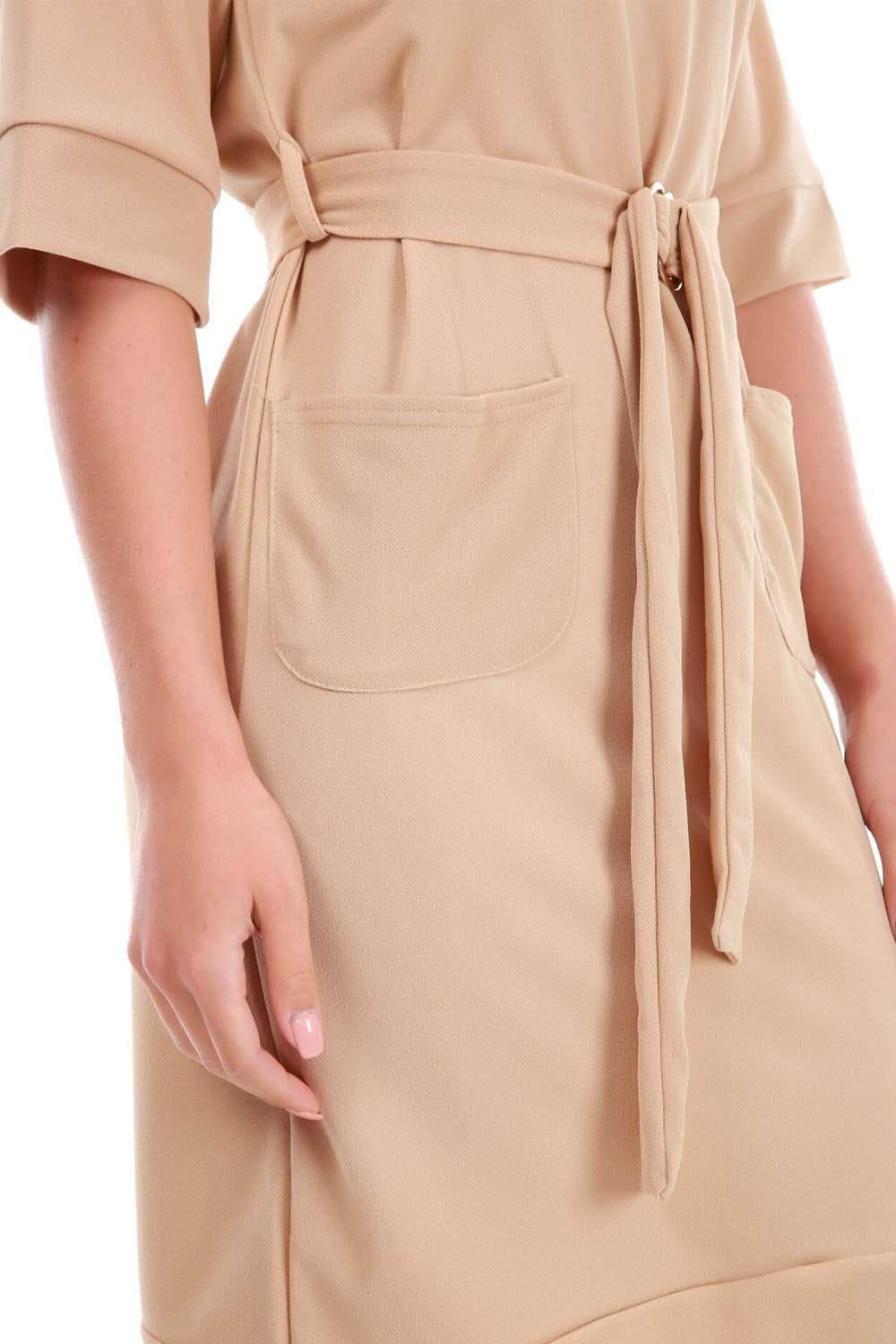 Navy Utility D Ring Midi Shift Dress With Pockets - bejealous-com