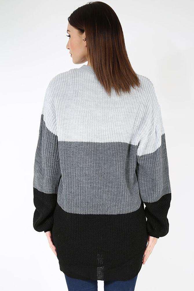 Bella Long Sleeve Oversized Striped Knitted Jumper Dress - bejealous-com