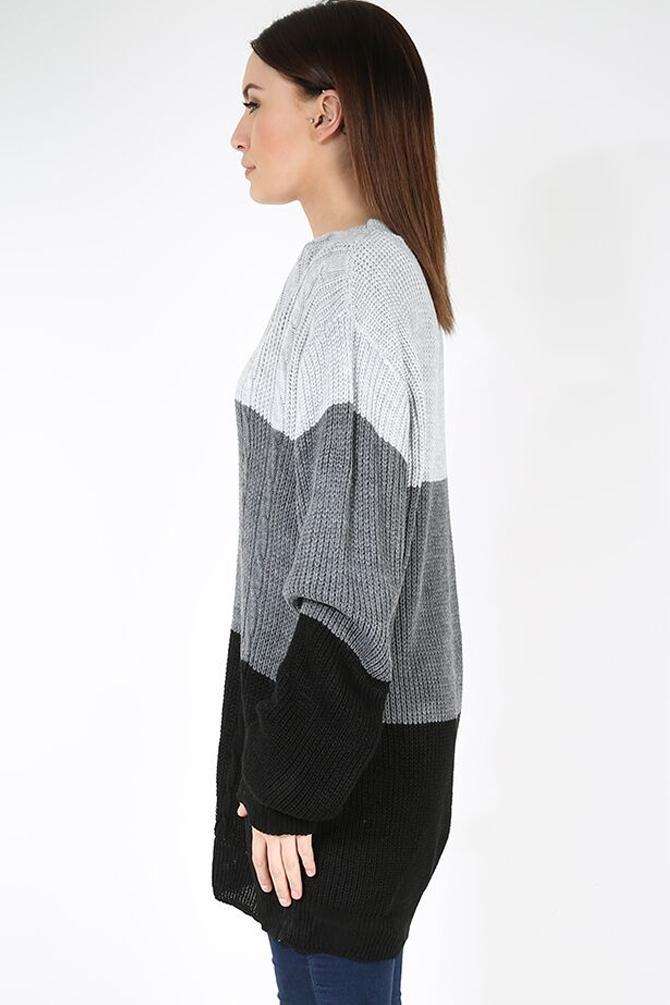 Bella Long Sleeve Oversized Striped Knitted Jumper Dress - bejealous-com