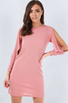 Bella Long Sleeve Ribbed Mini Dress - bejealous-com