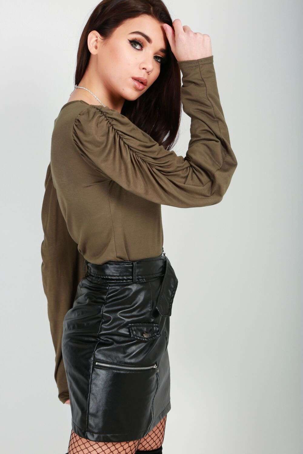 Bethanie Ruched Sleeve Basic Jersey Top - bejealous-com