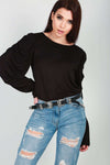 Bethanie Ruched Sleeve Basic Jersey Top - bejealous-com