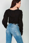 Bethanie Ruched Sleeve Basic Jersey Top - bejealous-com