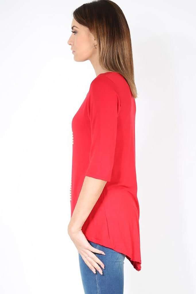 Bianca Studded Cross Dipped Hem Tshirt - bejealous-com