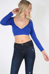 Bianka Long Sleeve Wrap Front Crop Top - bejealous-com