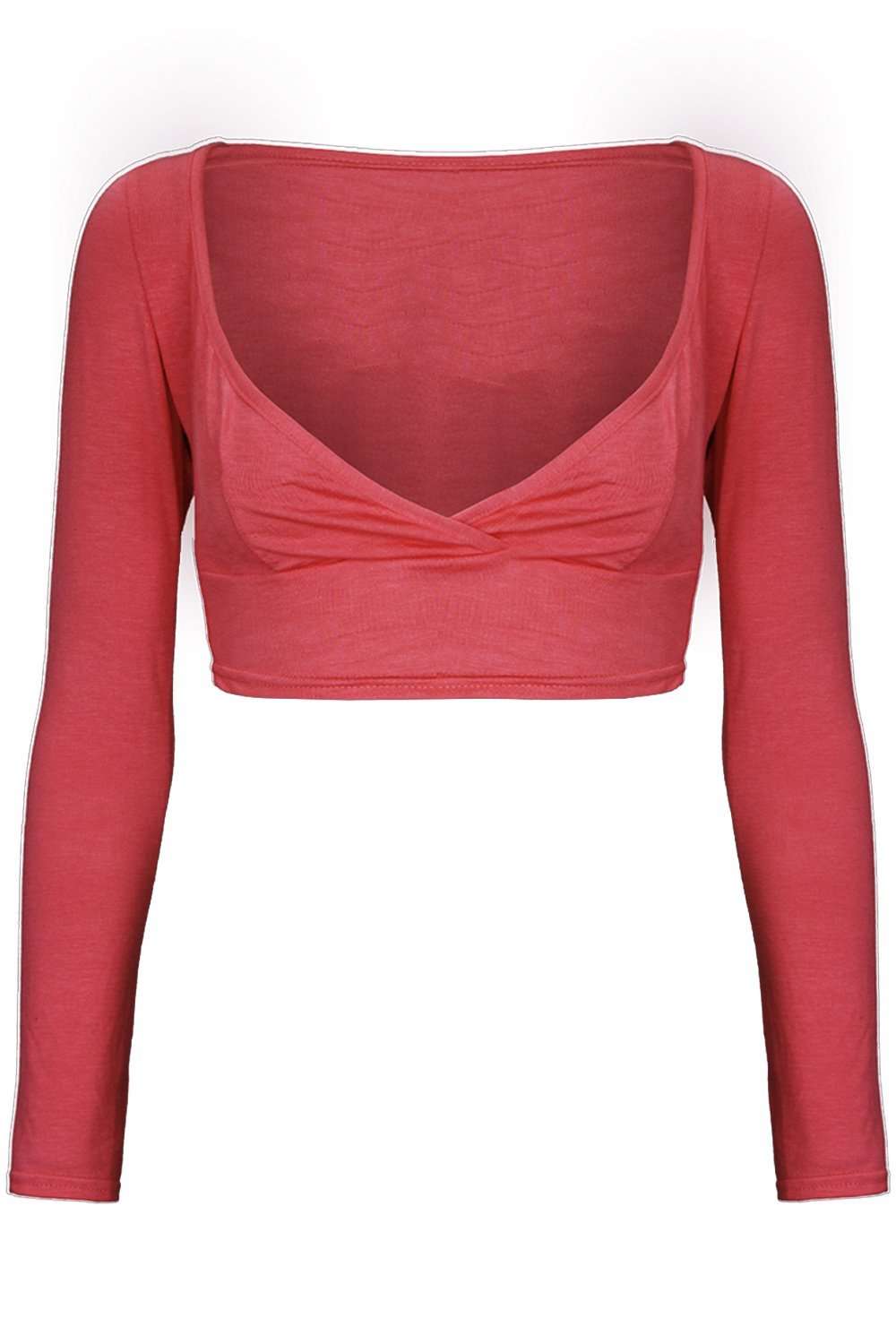 Bianka Long Sleeve Wrap Front Crop Top - bejealous-com