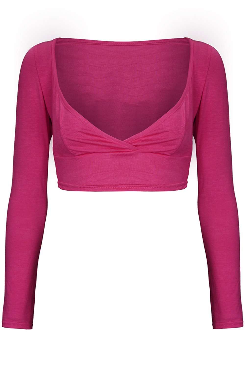 Bianka Long Sleeve Wrap Front Crop Top - bejealous-com