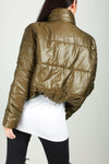 Black Cropped High Shine Quilted Puffer Jacket - bejealous-com