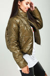 Black Cropped High Shine Quilted Puffer Jacket - bejealous-com