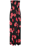 Black Floral Sheering Strapless Floral Maxi Dress - bejealous-com