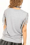 Black Fringe Sleeve Oversized Basic Tshirt - bejealous-com