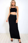 Black High Waisted Basic Jersey Maxi Skirt - bejealous-com