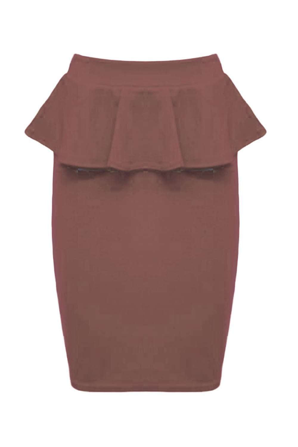 Black High Waisted Peplum Frill Midi Pencil Skirt - bejealous-com