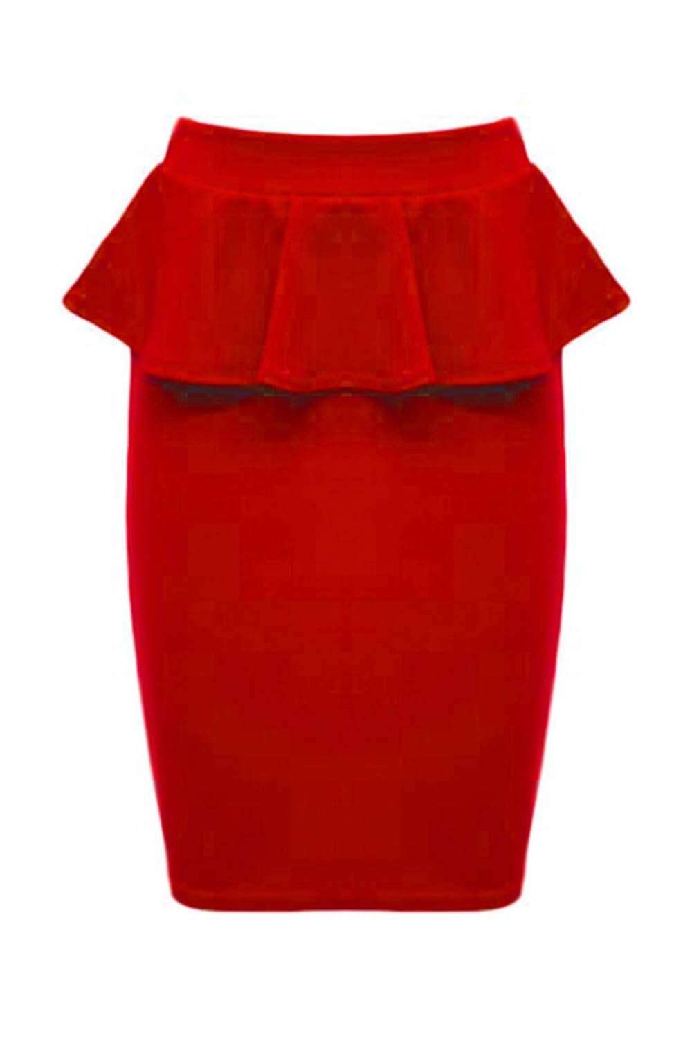 Black High Waisted Peplum Frill Midi Pencil Skirt - bejealous-com