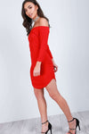 Black Long Sleeve Bardot Curve Hem Mini Dress - bejealous-com