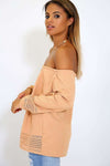 Black Off Shoulder Laser Cut Long Sleeve Top - bejealous-com