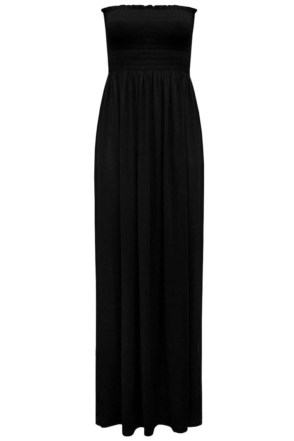 Black Strapless Sheering Bandeau Maxi Dress - bejealous-com